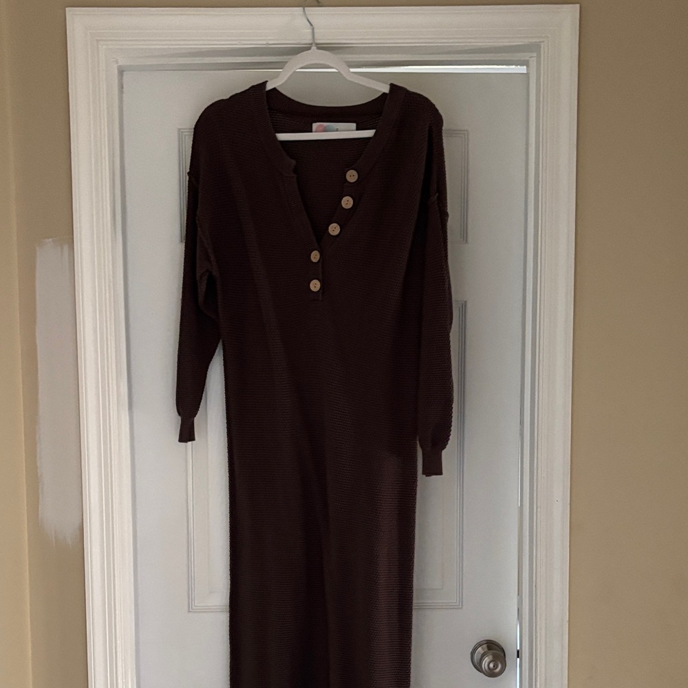 Free People Brown Button-Down Dress